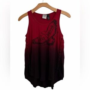Harley-Davidson Women's Red to Black Ombre Tank with Braided Sides